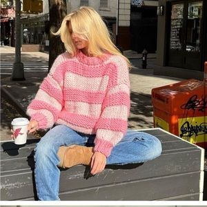 Pink striped sweater knit